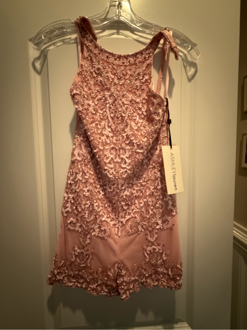 ASHLEYlauren Embellished Pink Mini Dress